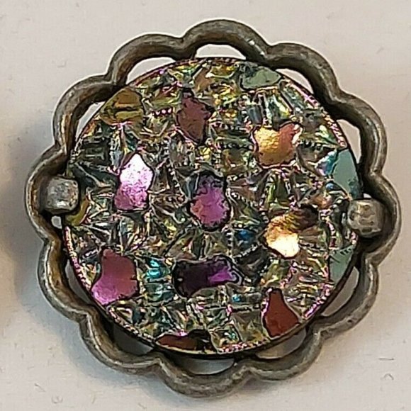 Vintage Elizabeth Morrey Designer Iridescent Rainbow Art Glass Clip On Earrings - Picture 5 of 9